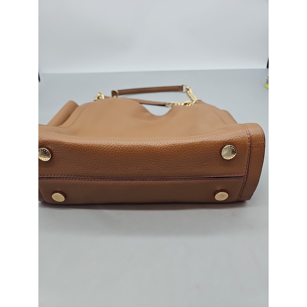 Michael Kors Women's Genuine Leather Tan Gold Chain Hobo Bag W/ Garment Bag - Picture 3 of 9